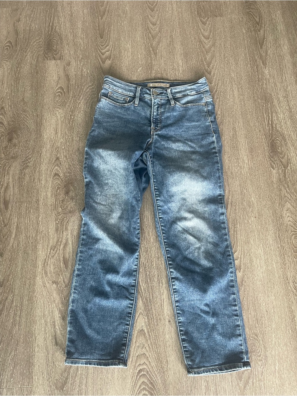 Athleta Sculptek Flare Jeans Bootcut Blue Wash Size 4 Performance Stretch